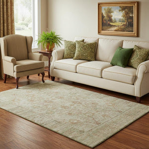 HomeRoots 5' X 8' Beige and Coral Oriental Area Rug - Durable, Washable with UV Protection for Everyday Elegance 684420