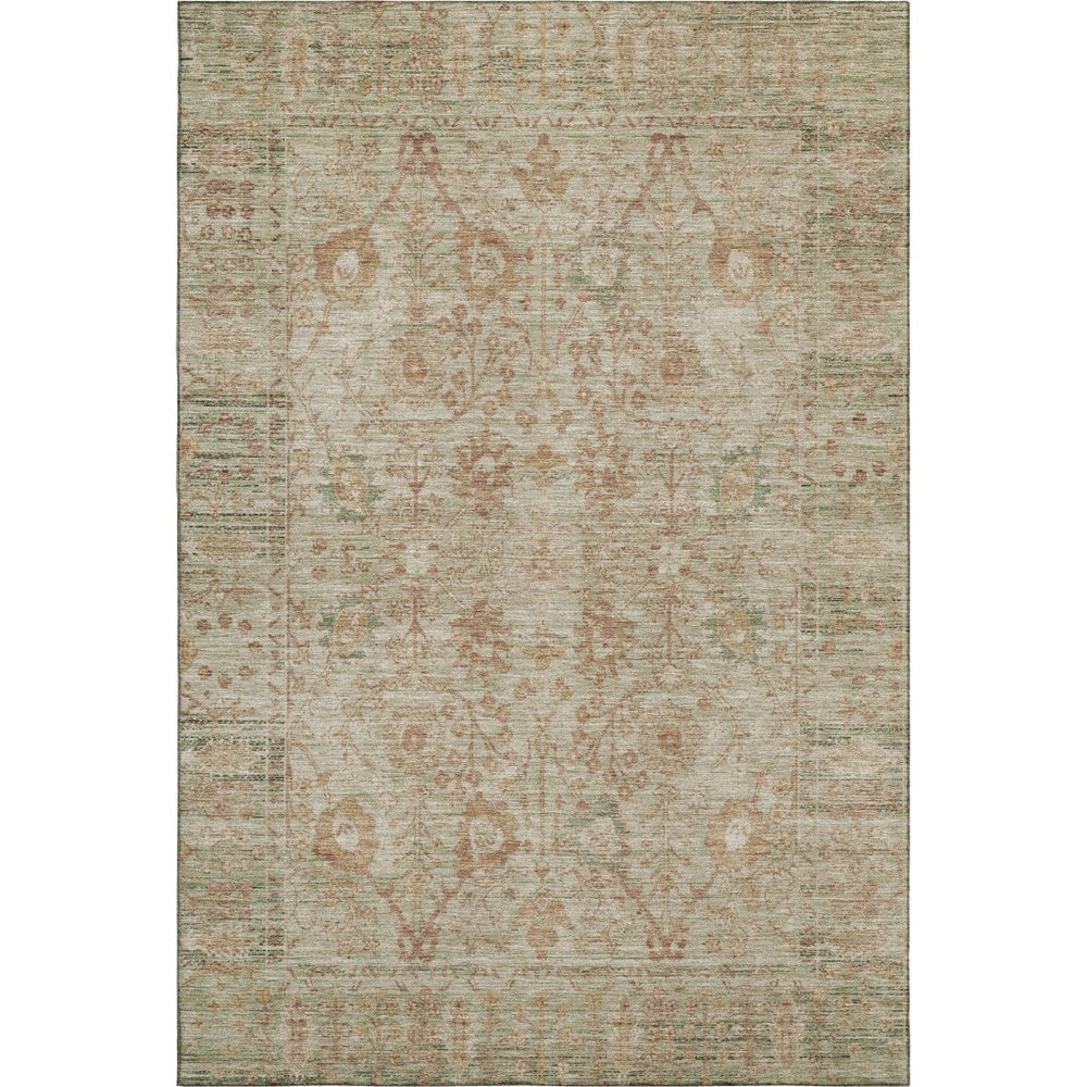 HomeRoots 8' X 10' Beige and Coral Oriental Area Rug - Washable, UV-Protected, Durable for High-Traffic Homes 684422