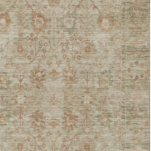 HomeRoots 8' X 10' Beige and Coral Oriental Area Rug - Washable, UV-Protected, Durable for High-Traffic Homes 684422