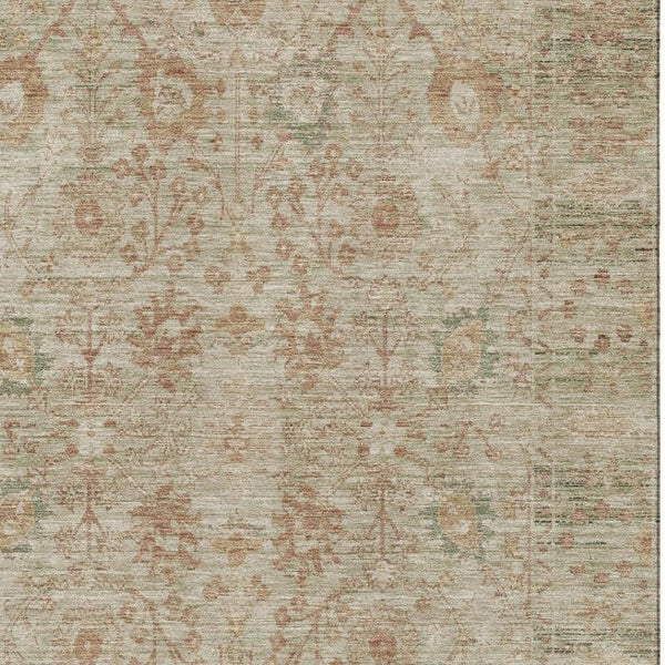 HomeRoots 8' X 10' Beige and Coral Oriental Area Rug - Washable, UV-Protected, Durable for High-Traffic Homes 684422