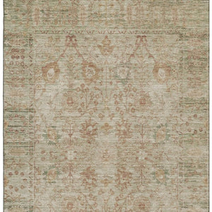 HomeRoots 8' X 10' Beige and Coral Oriental Area Rug - Washable, UV-Protected, Durable for High-Traffic Homes 684422
