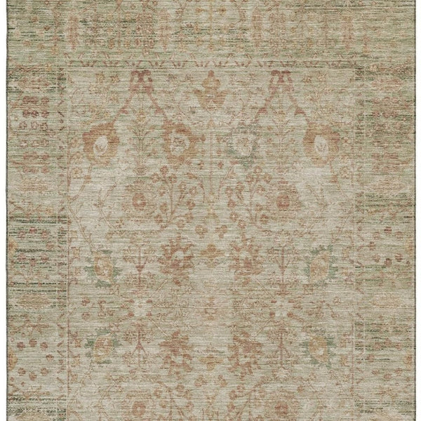 HomeRoots 8' X 10' Beige and Coral Oriental Area Rug - Washable, UV-Protected, Durable for High-Traffic Homes 684422