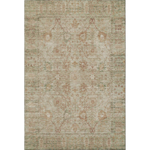 HomeRoots 10' X 14' Beige & Coral Oriental Area Rug - Washable, UV-Protected, Stylish, and Durable for Busy Homes 684424