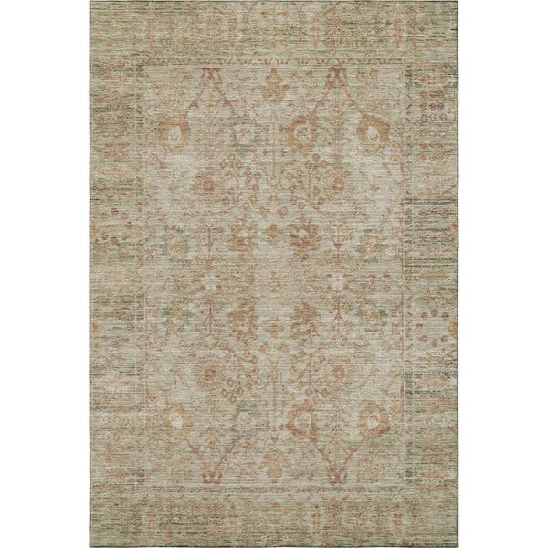 HomeRoots 10' X 14' Beige & Coral Oriental Area Rug - Washable, UV-Protected, Stylish, and Durable for Busy Homes 684424