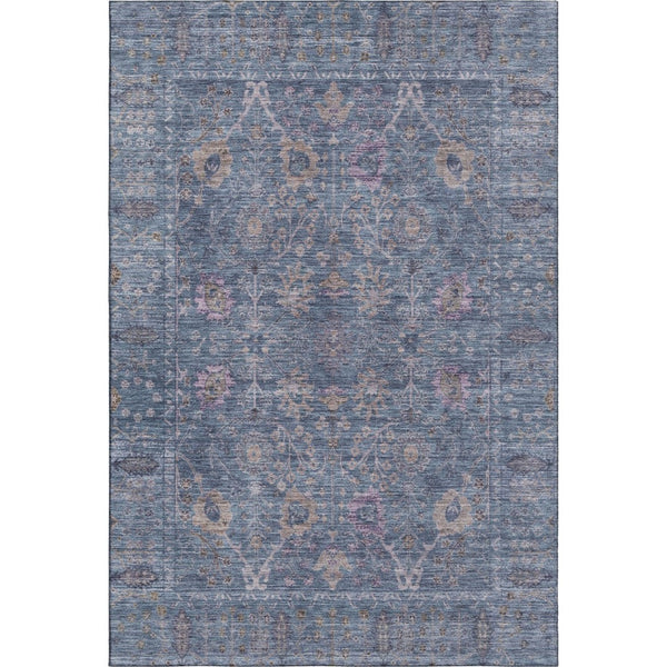 HomeRoots 5' X 8' Blue and Brown Oriental Area Rug - Washable, UV-Protected, Stain-Resistant & Durable Design 684426