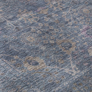 HomeRoots 5' X 8' Blue and Brown Oriental Area Rug - Washable, UV-Protected, Stain-Resistant & Durable Design 684426
