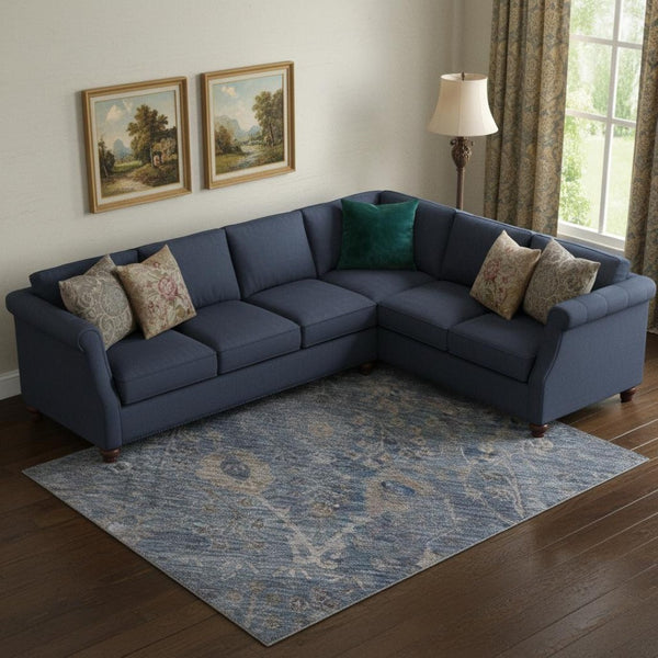 HomeRoots 9' X 12' Blue and Brown Oriental Area Rug - Washable, UV-Protected, Durable for Family Spaces 684429