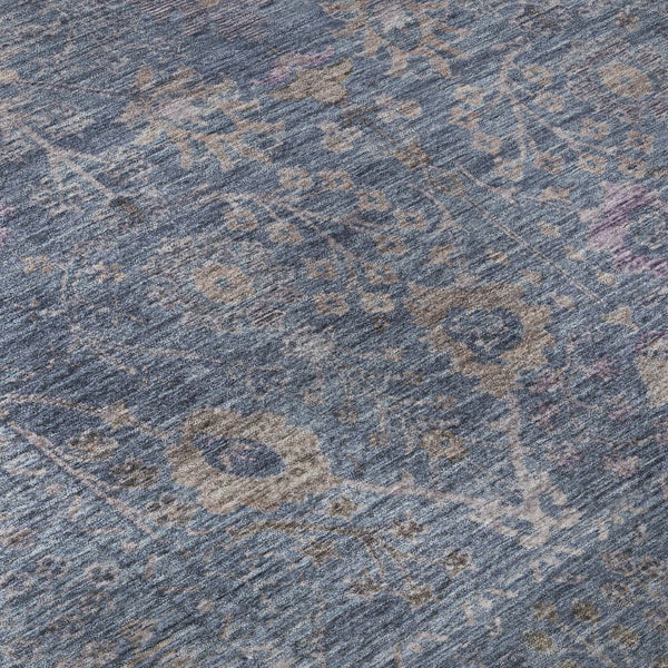 HomeRoots 9' X 12' Blue and Brown Oriental Area Rug - Washable, UV-Protected, Durable for Family Spaces 684429