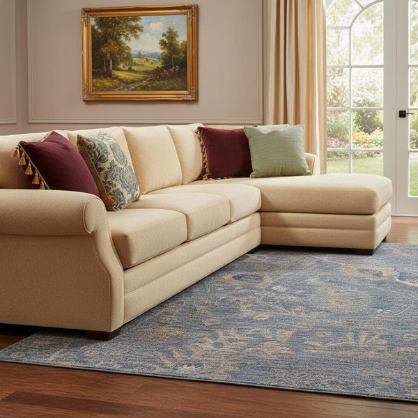 HomeRoots 10' Blue and Brown Oriental Washable Area Rug - UV Protected, Stain Resistant & Ideal for Families 684430