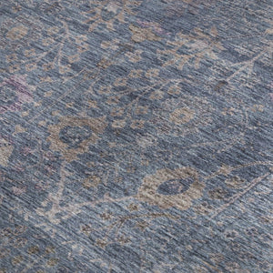 HomeRoots 10' Blue and Brown Oriental Washable Area Rug - UV Protected, Stain Resistant & Ideal for Families 684430