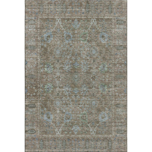 HomeRoots 5' X 8' Brown and Blue Oriental Area Rug - Washable, Stain Resistant, UV-Protected for Everyday Use 684432