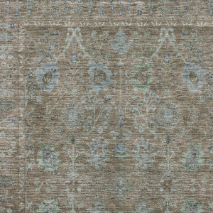 HomeRoots 5' X 8' Brown and Blue Oriental Area Rug - Washable, Stain Resistant, UV-Protected for Everyday Use 684432