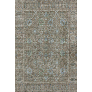 HomeRoots 9' X 12' Brown & Blue Oriental Washable Area Rug - Durable, UV-Protected, Perfect for High-Traffic Homes! 684435