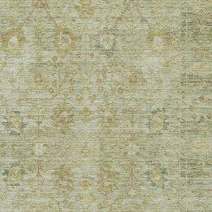 HomeRoots 5' X 8' Sage Gray & Gold Oriental Area Rug - Washable, UV Protected, Stain Resistant for Homes 684438