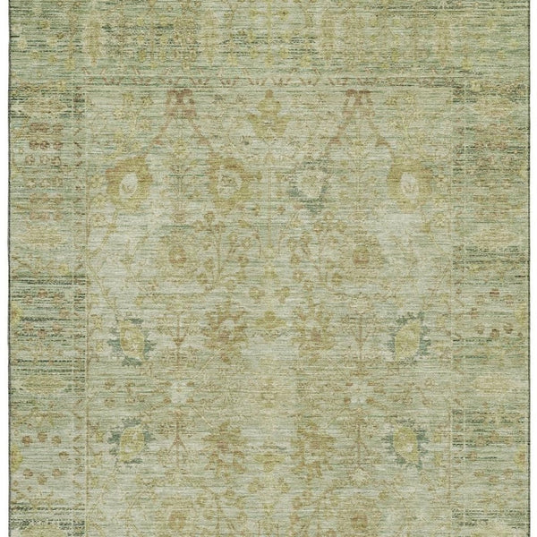 HomeRoots 5' X 8' Sage Gray & Gold Oriental Area Rug - Washable, UV Protected, Stain Resistant for Homes 684438