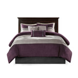 Madison Park Palmer Transitional 7 PC Pieced Faux Suede Comforter Set MP10-2584 Purple