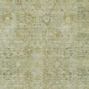 HomeRoots 8' X 10' Elegant Sage Gray and Gold Oriental Area Rug – Washable, UV Protected, Stain Resistant Design 684440