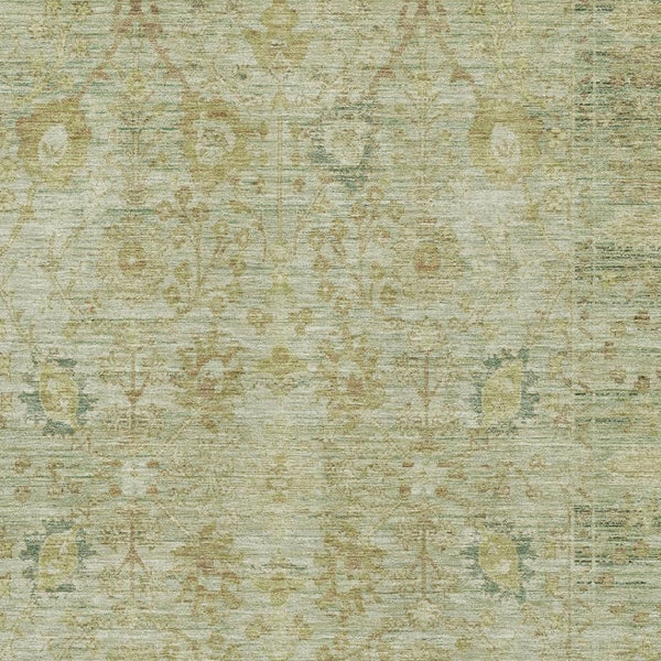 HomeRoots 8' X 10' Elegant Sage Gray and Gold Oriental Area Rug – Washable, UV Protected, Stain Resistant Design 684440