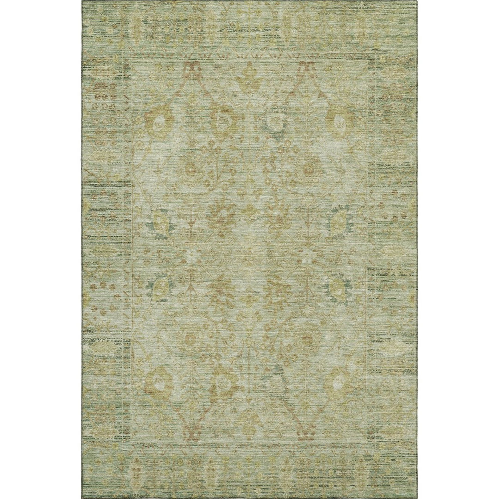 HomeRoots 9' X 12' Sage Gray Gold Oriental Area Rug - Washable, UV Protected, Stain Resistant, Versatile Decor 684441