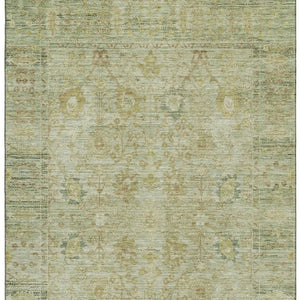 HomeRoots 9' X 12' Sage Gray Gold Oriental Area Rug - Washable, UV Protected, Stain Resistant, Versatile Decor 684441
