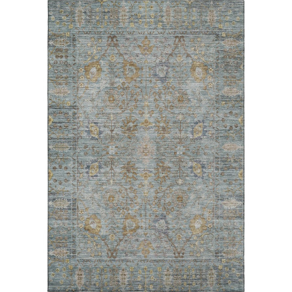 HomeRoots 5' X 8' Teal & Brown Oriental Area Rug - Washable, UV Protected, Stain Resistant, Durable Design! 684444