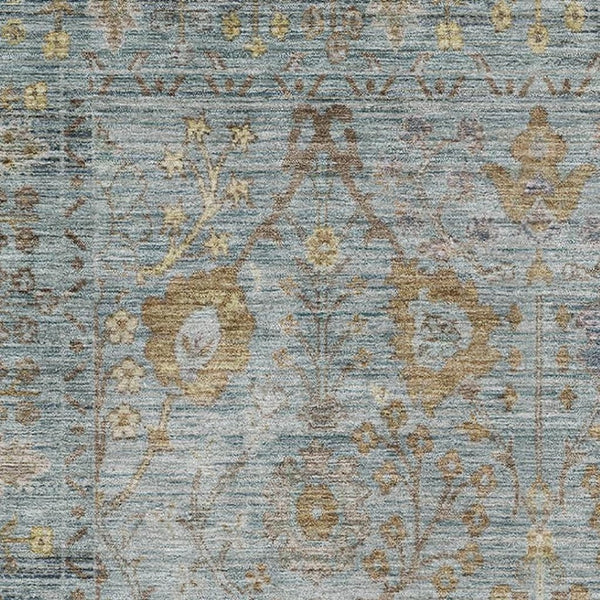 HomeRoots 5' X 8' Teal & Brown Oriental Area Rug - Washable, UV Protected, Stain Resistant, Durable Design! 684444