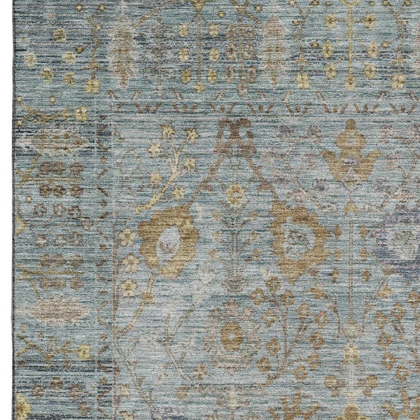 HomeRoots 5' X 8' Teal & Brown Oriental Area Rug - Washable, UV Protected, Stain Resistant, Durable Design! 684444