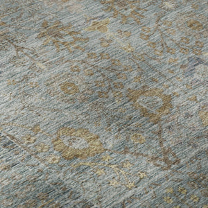 HomeRoots 8' Teal and Brown Oriental Round Rug - Washable, UV Protected, Ideal for Busy Homes with Kids & Pets 684445