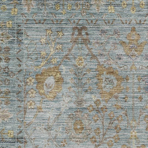 HomeRoots 8' X 10' Teal and Brown Oriental Area Rug - Durable, Washable, UV-Protected for Busy Homes & Kids 684446