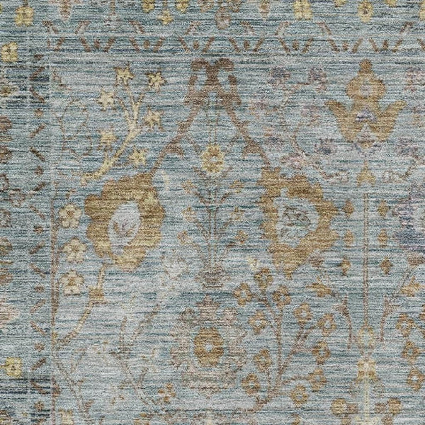 HomeRoots 9' X 12' Teal and Brown Oriental Area Rug - Washable, UV Protected, Perfect for Kids & Pets! 684447