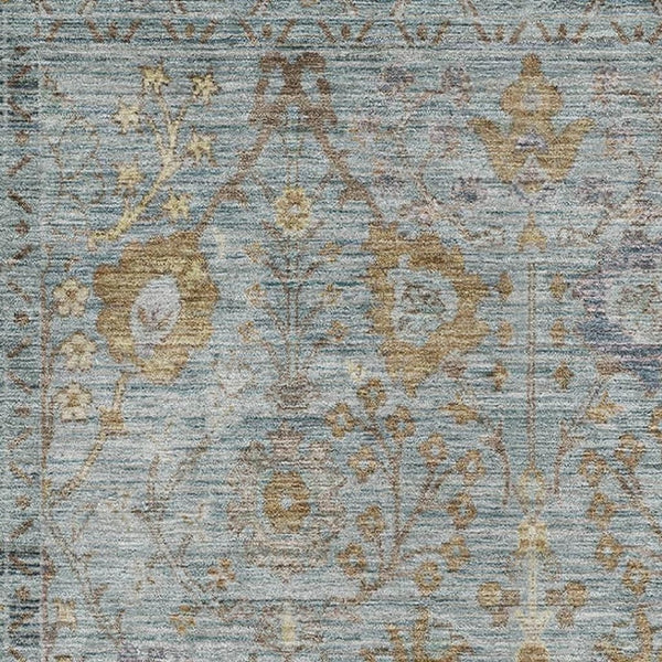 HomeRoots 10' X 14' Teal and Brown Oriental Washable Area Rug with UV Protection for High-Traffic Homes 684448