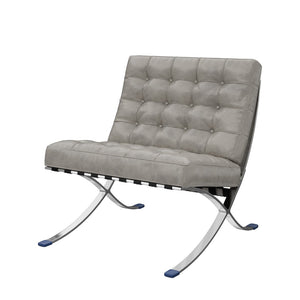 HomeRoots 30" Contemporary Gray Tufted Faux Leather Lounge Chair with Stainless Steel Frame for Versatile Use 684449