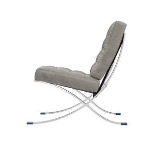 HomeRoots 30" Contemporary Gray Tufted Faux Leather Lounge Chair with Stainless Steel Frame for Versatile Use 684449
