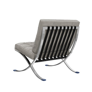 HomeRoots 30" Contemporary Gray Tufted Faux Leather Lounge Chair with Stainless Steel Frame for Versatile Use 684449