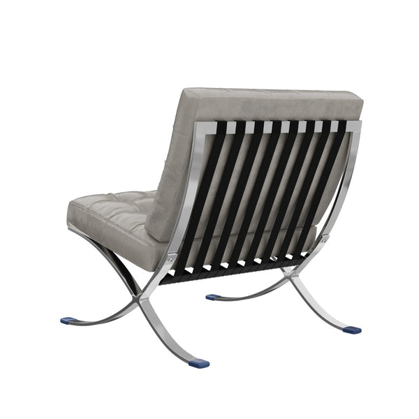 HomeRoots 30" Contemporary Gray Tufted Faux Leather Lounge Chair with Stainless Steel Frame for Versatile Use 684449
