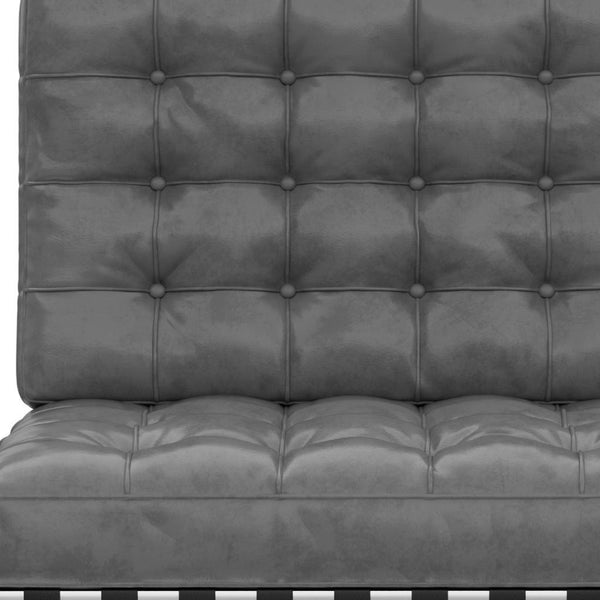HomeRoots 30" Dark Gray Faux Leather Folding Lounge Chair with Stainless Steel Frame - Modern Accent Seating 684450