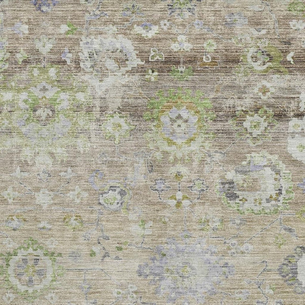 HomeRoots 9' X 12' Floral Area Rug in Beige, Green & Blue – Washable, UV-Protected, Durable for Busy Homes 684455