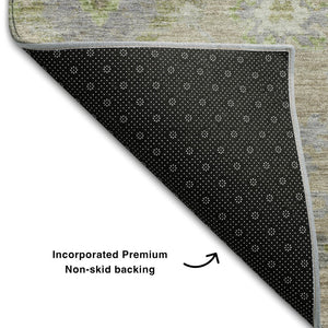 HomeRoots 10' X 14' Washable Floral Area Rug in Beige, Green & Blue - UV Protected, Stain-Resistant Luxury! 684456