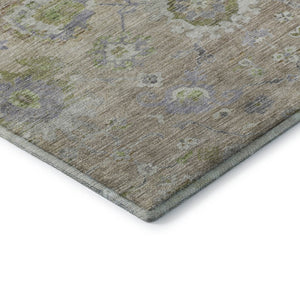 HomeRoots 10' X 14' Washable Floral Area Rug in Beige, Green & Blue - UV Protected, Stain-Resistant Luxury! 684456