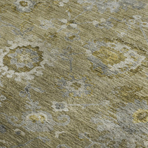 HomeRoots 5' X 8' Floral Area Rug in Brown, Gray & Gold - Washable with UV Protection for Family Spaces 684458