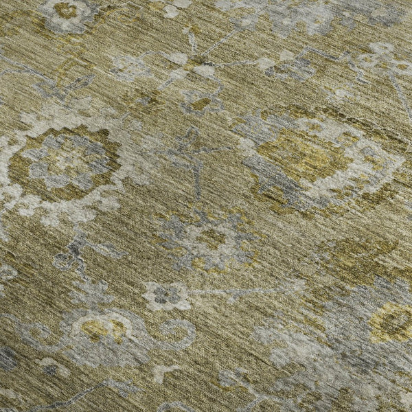 HomeRoots 5' X 8' Floral Area Rug in Brown, Gray & Gold - Washable with UV Protection for Family Spaces 684458