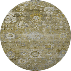 HomeRoots 8' Brown Gray Gold Floral Washable Round Rug - UV Protected, Stain Resistant, Perfect for Homes! 684459