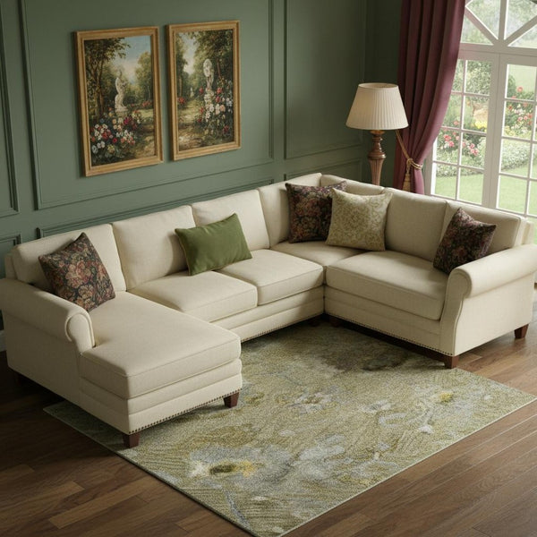 HomeRoots 9' X 12' Elegant Brown Gray and Gold Floral Area Rug - Washable, UV Protected, Perfect for Homes! 684461