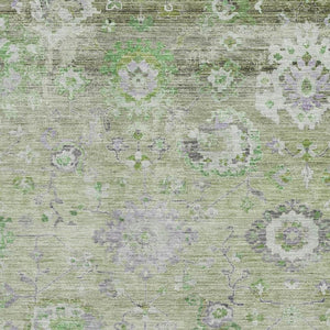 HomeRoots 8' X 10' Floral Area Rug in Mint Green, Purple & Beige - Washable, UV Protected, Stylish & Durable! 684472