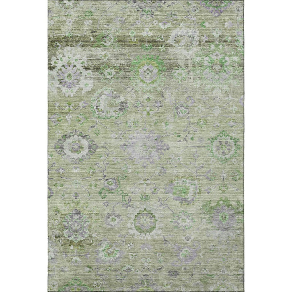 HomeRoots 9' X 12' Floral Area Rug in Mint Green, Purple & Beige - Washable, UV Protected & Durable Design 684473