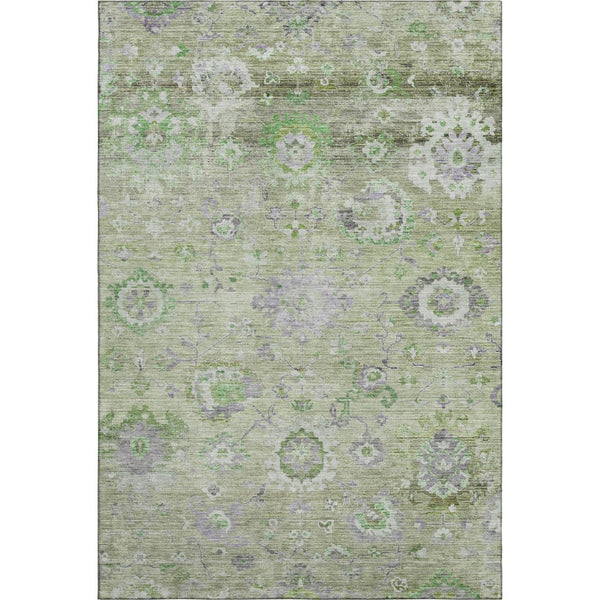 HomeRoots 10' Floral Area Rug in Mint Green, Purple & Beige - Washable, UV-Protected, Stain-Resistant Design 684474