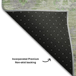 HomeRoots 10' Floral Area Rug in Mint Green, Purple & Beige - Washable, UV-Protected, Stain-Resistant Design 684474