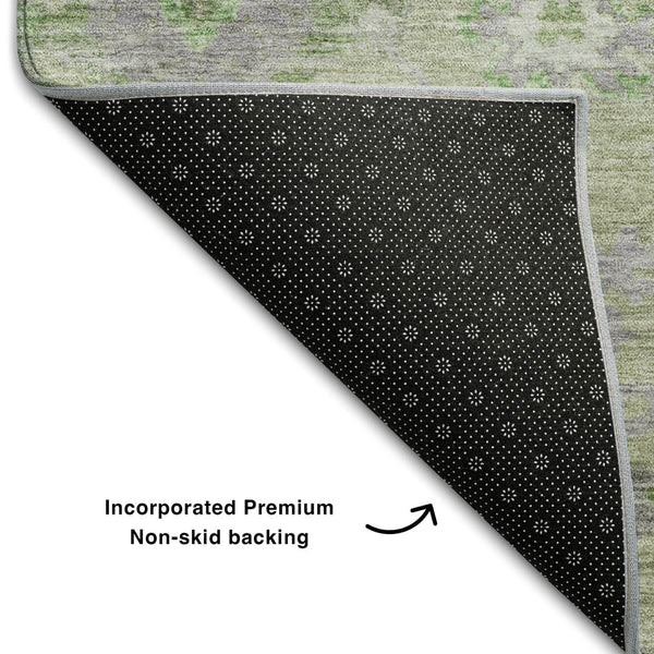 HomeRoots 10' Floral Area Rug in Mint Green, Purple & Beige - Washable, UV-Protected, Stain-Resistant Design 684474