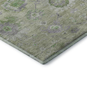 HomeRoots 10' Floral Area Rug in Mint Green, Purple & Beige - Washable, UV-Protected, Stain-Resistant Design 684474