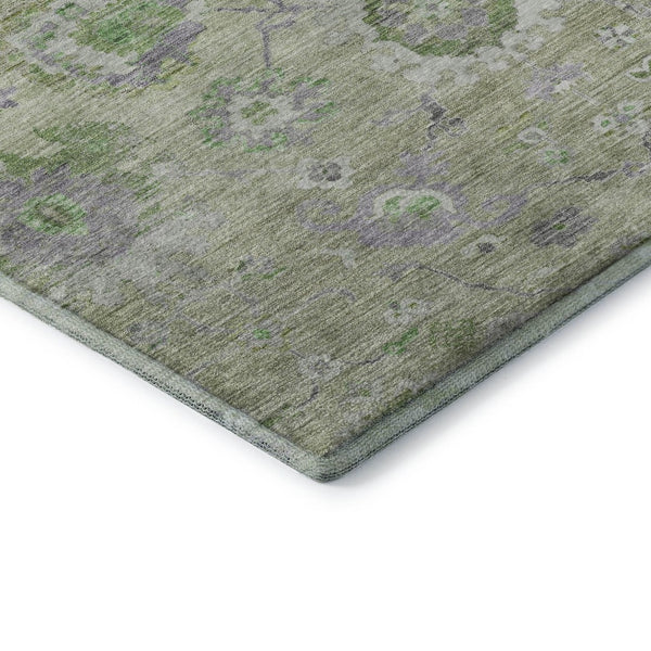 HomeRoots 10' Floral Area Rug in Mint Green, Purple & Beige - Washable, UV-Protected, Stain-Resistant Design 684474